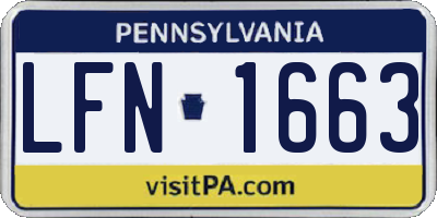 PA license plate LFN1663