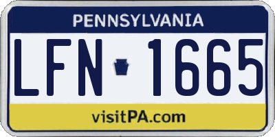 PA license plate LFN1665