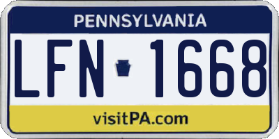 PA license plate LFN1668