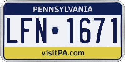 PA license plate LFN1671