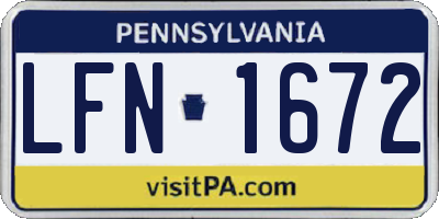 PA license plate LFN1672
