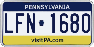 PA license plate LFN1680