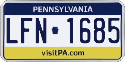 PA license plate LFN1685