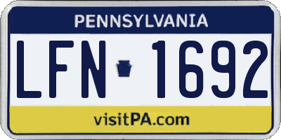 PA license plate LFN1692