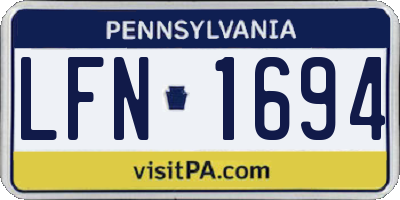 PA license plate LFN1694