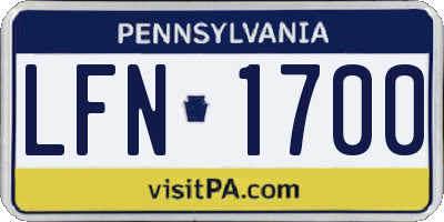 PA license plate LFN1700
