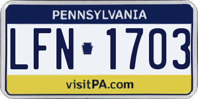 PA license plate LFN1703