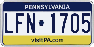 PA license plate LFN1705