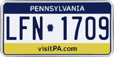 PA license plate LFN1709