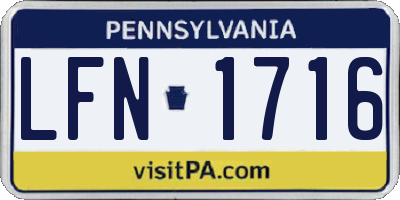 PA license plate LFN1716