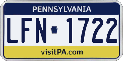 PA license plate LFN1722