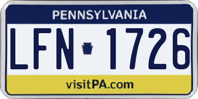 PA license plate LFN1726