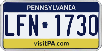 PA license plate LFN1730