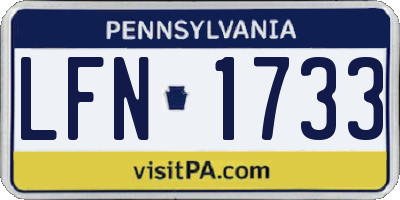 PA license plate LFN1733