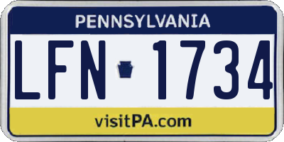 PA license plate LFN1734