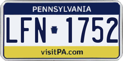 PA license plate LFN1752