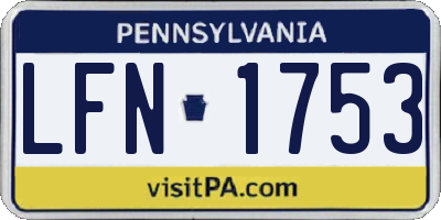 PA license plate LFN1753