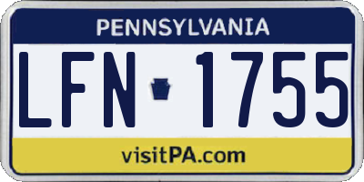 PA license plate LFN1755