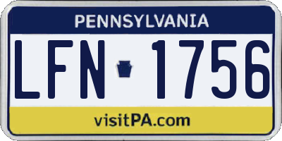PA license plate LFN1756