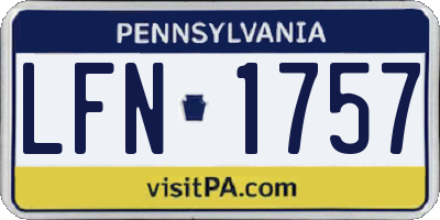 PA license plate LFN1757