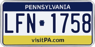 PA license plate LFN1758