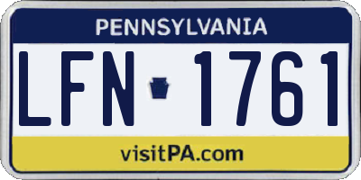 PA license plate LFN1761