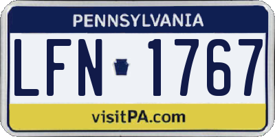 PA license plate LFN1767
