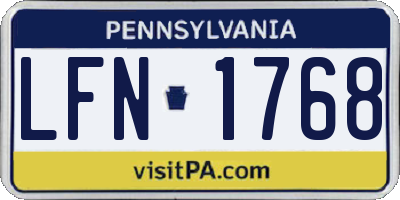 PA license plate LFN1768