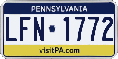 PA license plate LFN1772