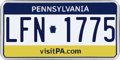 PA license plate LFN1775