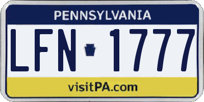 PA license plate LFN1777