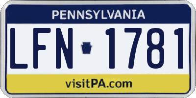 PA license plate LFN1781