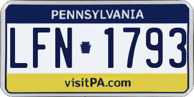 PA license plate LFN1793