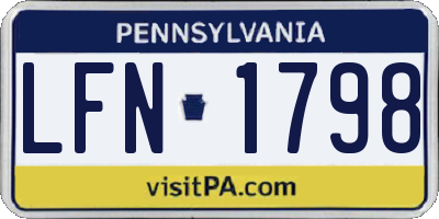 PA license plate LFN1798