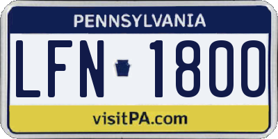 PA license plate LFN1800