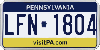 PA license plate LFN1804