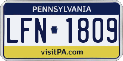 PA license plate LFN1809