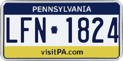 PA license plate LFN1824