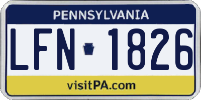 PA license plate LFN1826