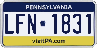 PA license plate LFN1831