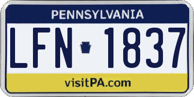 PA license plate LFN1837