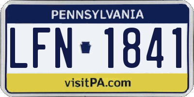 PA license plate LFN1841