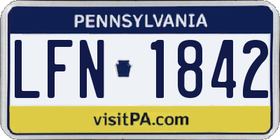 PA license plate LFN1842