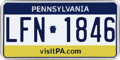 PA license plate LFN1846