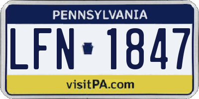PA license plate LFN1847