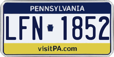 PA license plate LFN1852