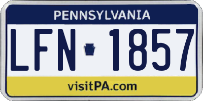 PA license plate LFN1857
