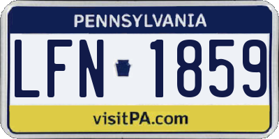 PA license plate LFN1859