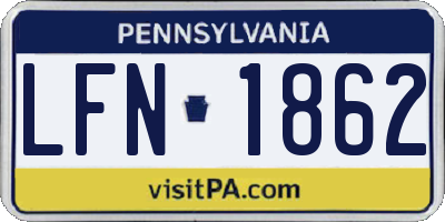 PA license plate LFN1862