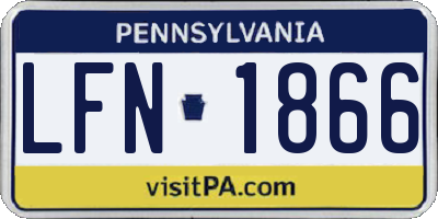 PA license plate LFN1866